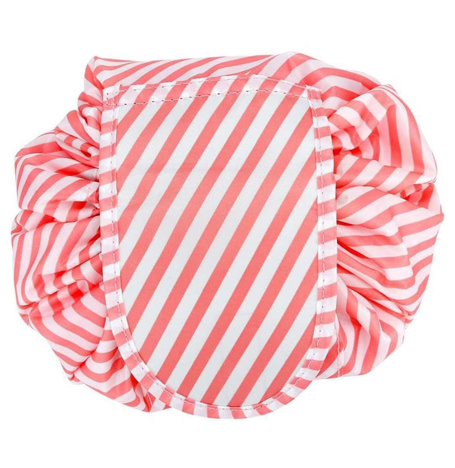 Lazy Cosmetic Multifunction Bag Drawstring Makeup Pouch Makeup Bags Toiletry Organizer for Women (Pink Stripes)-image-7