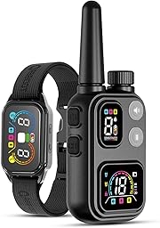 ABBIDOT 2-en-1 Collier De Dressage pour Chien - 8 Sensibilité Collier Anti Aboiement, Portée De 1500m, 4 Modes, Étanche, Rechargeable, Lumière, Verrouillage De Sécurité (Noir Mat)