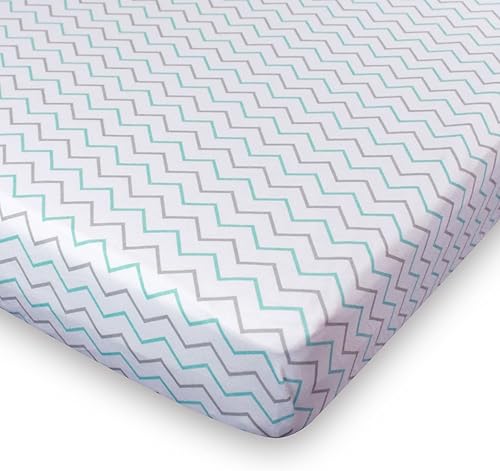 Miniatura 6 de Sábanas de cuna de bebé, de algodón de punto jérsey ropa de cama sábana bajera ajustable (2unidades) chevron, cruz color azulgris, Ziggy