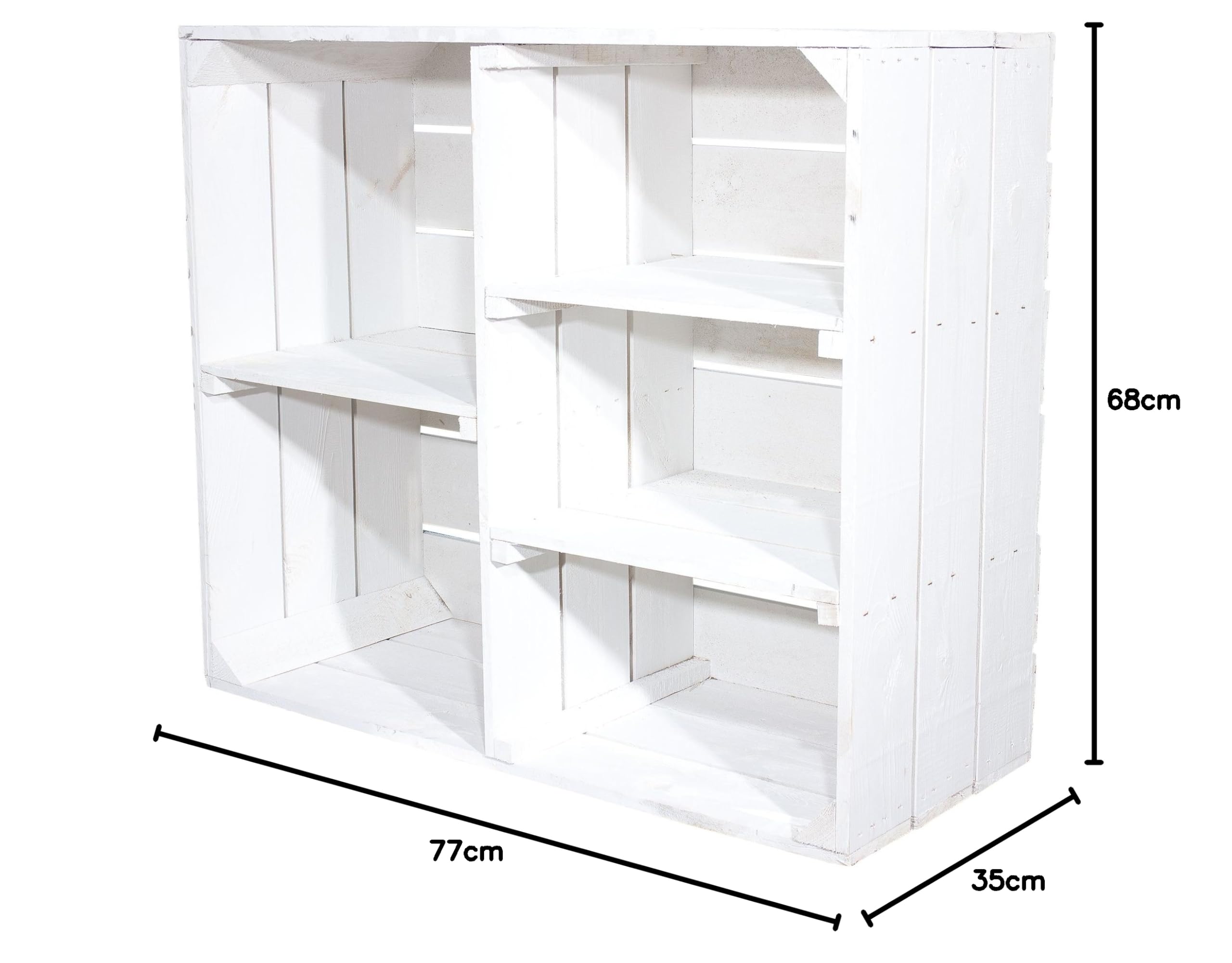 Juego de 2 – Shabby Chic madera armario en blanco – 5 estantes – Fruta (Caja de madera caja de caja de almacenamiento de madera botellero como – Zapatero Estante con libros – Armario ropero 77 x 68 x)