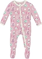 Vista 29 de KicKee Baby & Toddler - Pijama de viscosa ultrasuave de bambú con patas abatibles y puños