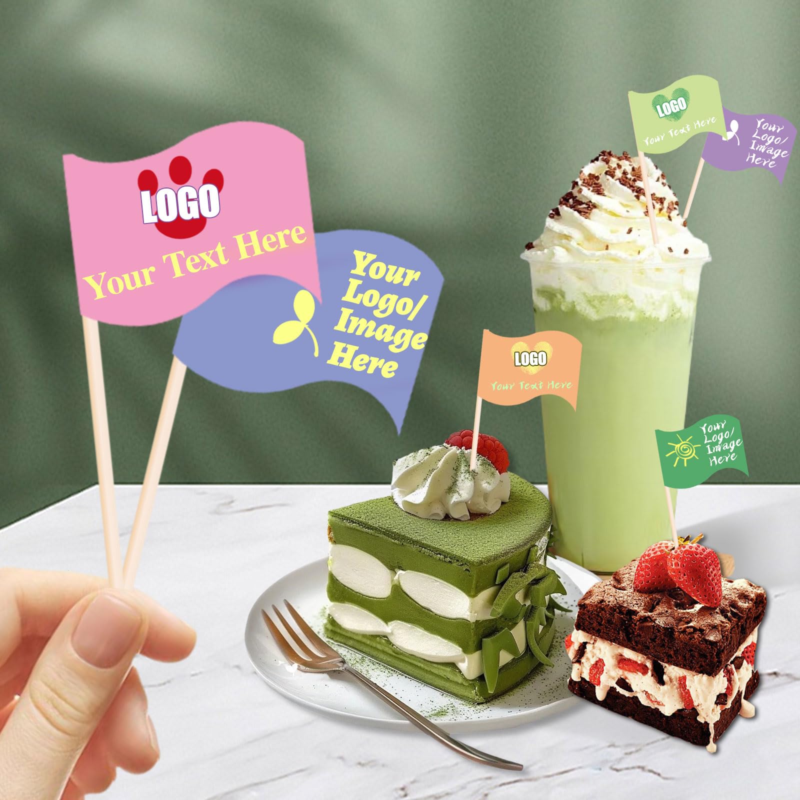 Personalisiertes Zahnstocher-Flaggen Set 100 Stück - Individuelle Party-Deko Für Deine Events