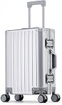 YYW 100% Toutes les valises en aluminium, 20 Sac à bagages de pouce avec TSA Verrouillage, roues silencieuses (argent, 20-Inch)