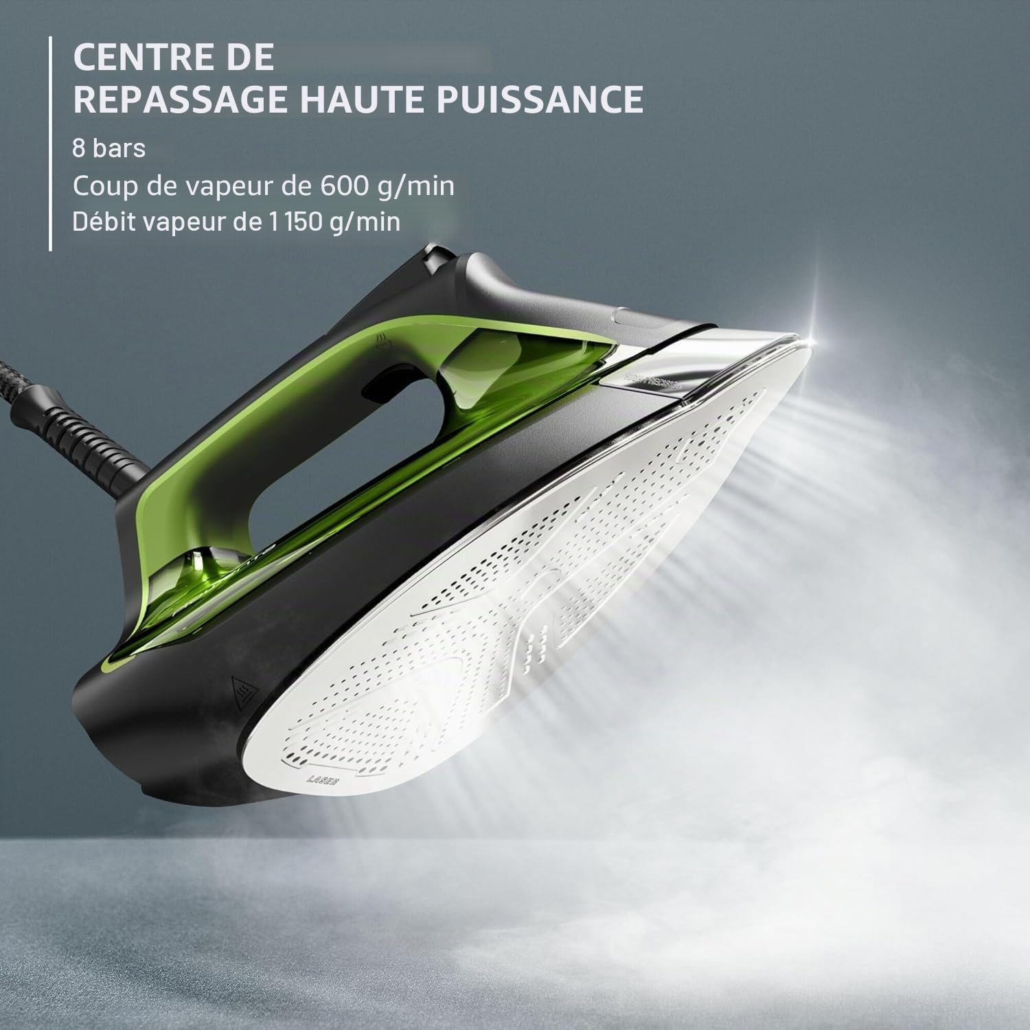 Rowenta Silence Steam Pro DG9248MAN 2800 W + semelle anti-brillance Kit exclusif avec station de repassage et semelle anti-brillance 8 bar, effet pressing 600 g/min, désinfecte vos vêtements