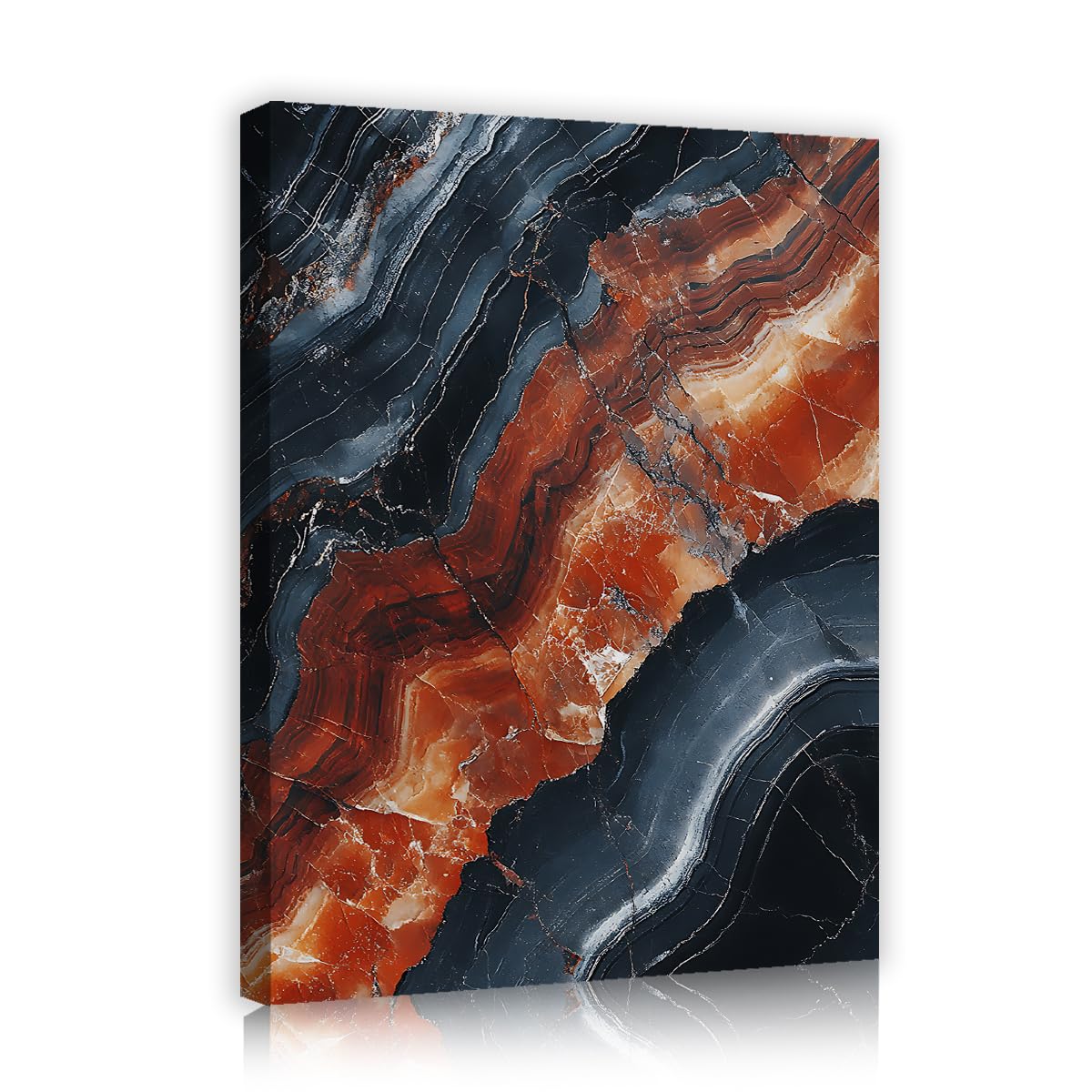 TOANGWALL Black Onyx Painting Prints Brown Marble Style Poster Mineral Layer Picture Abstract Stone Wall Art Living Room Bedroom Staircase Rustic Home Decoration 80x95cm