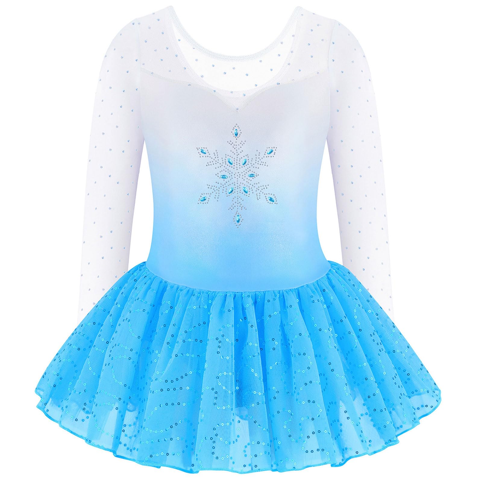 Leeonway Leotard,Gymnastics Leotards For Girls,Practice Jumpsuit,Sparkling Ballet Dancing Unitards,One Piece Dancing Ballet Bodysuit,Gradient Color Sparkle Dance Leotard,Long Sleeve