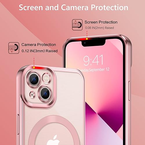 Miniatura 5 de GUAGUA Funda magnética transparente para iPhone 13 de 6.1 pulgadas, compatible con MagSafe Slim Fit Soft TPU a prueba de golpes, borde protector