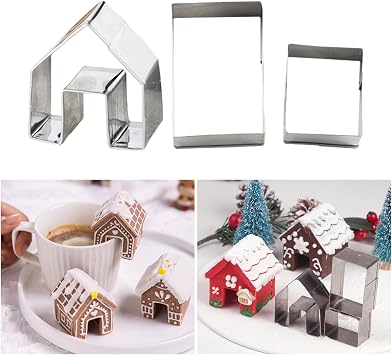KALAIEN 3Pcs Stainless Steel Chrismas Gingerbread House Cookie Cutters