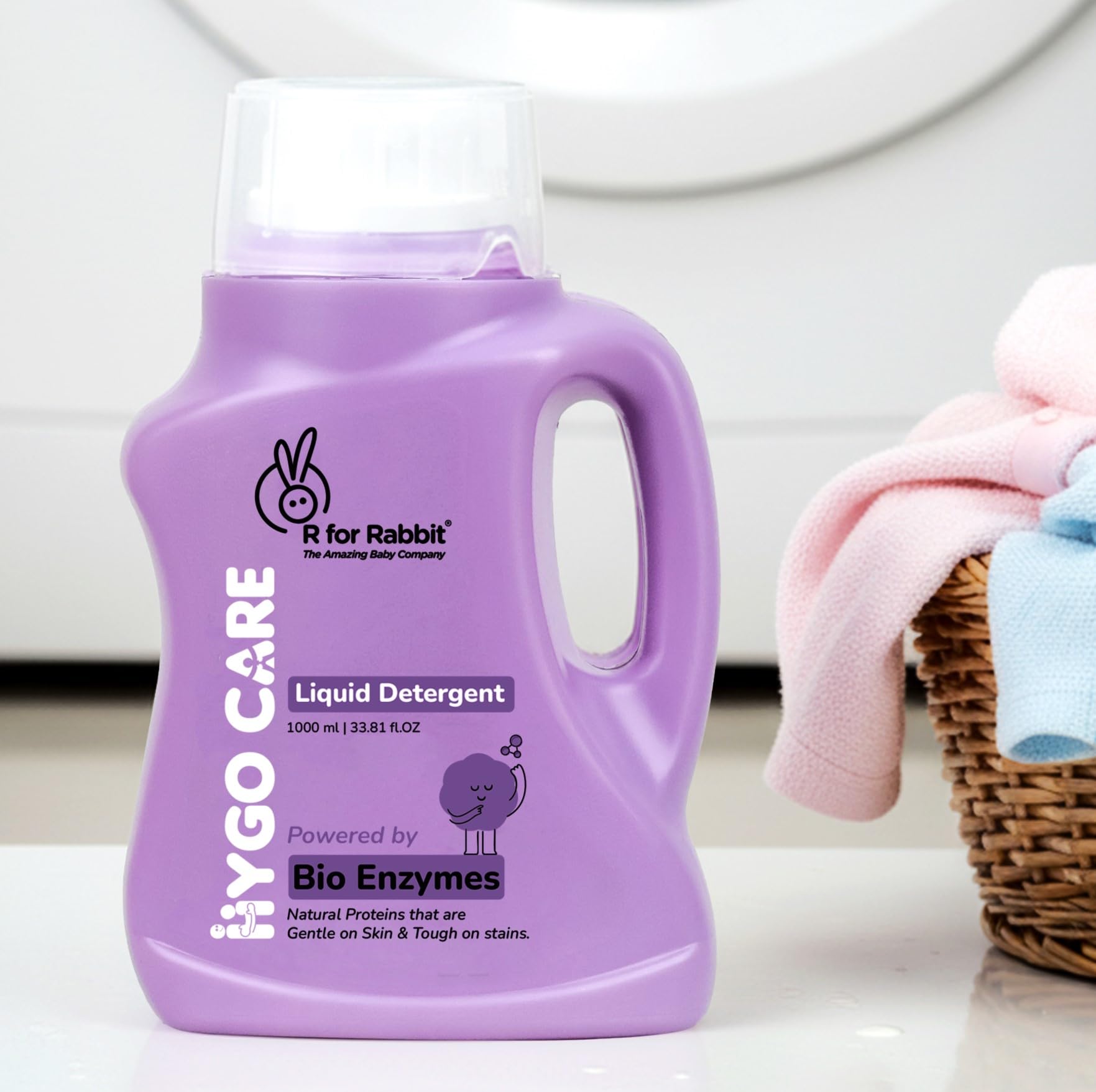 R for Rabbit Hygocare Baby Liquid Detergent 1000 ml Handwash & Machine Wash, Effective Stain Removal, Residue-Free Rinse Biodegradable Composition Irritation free Protects Newborn Delicate Skin-image-4