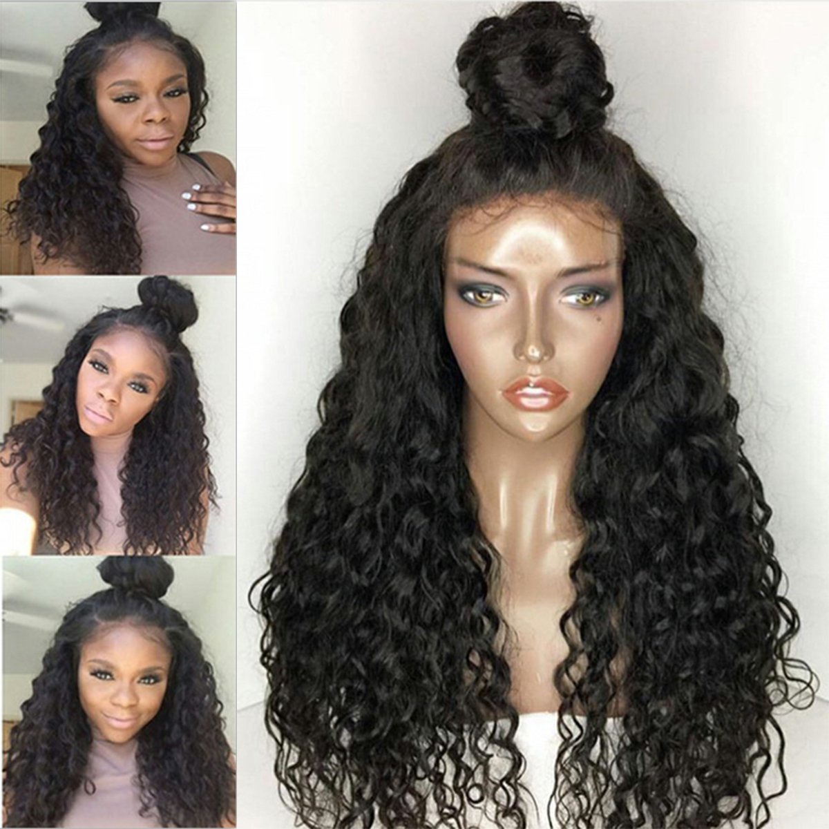200 density Synthetic Lace Front Wigs for Black Women Heat Resistant Japan Fiber Curly Wave with Baby Hair