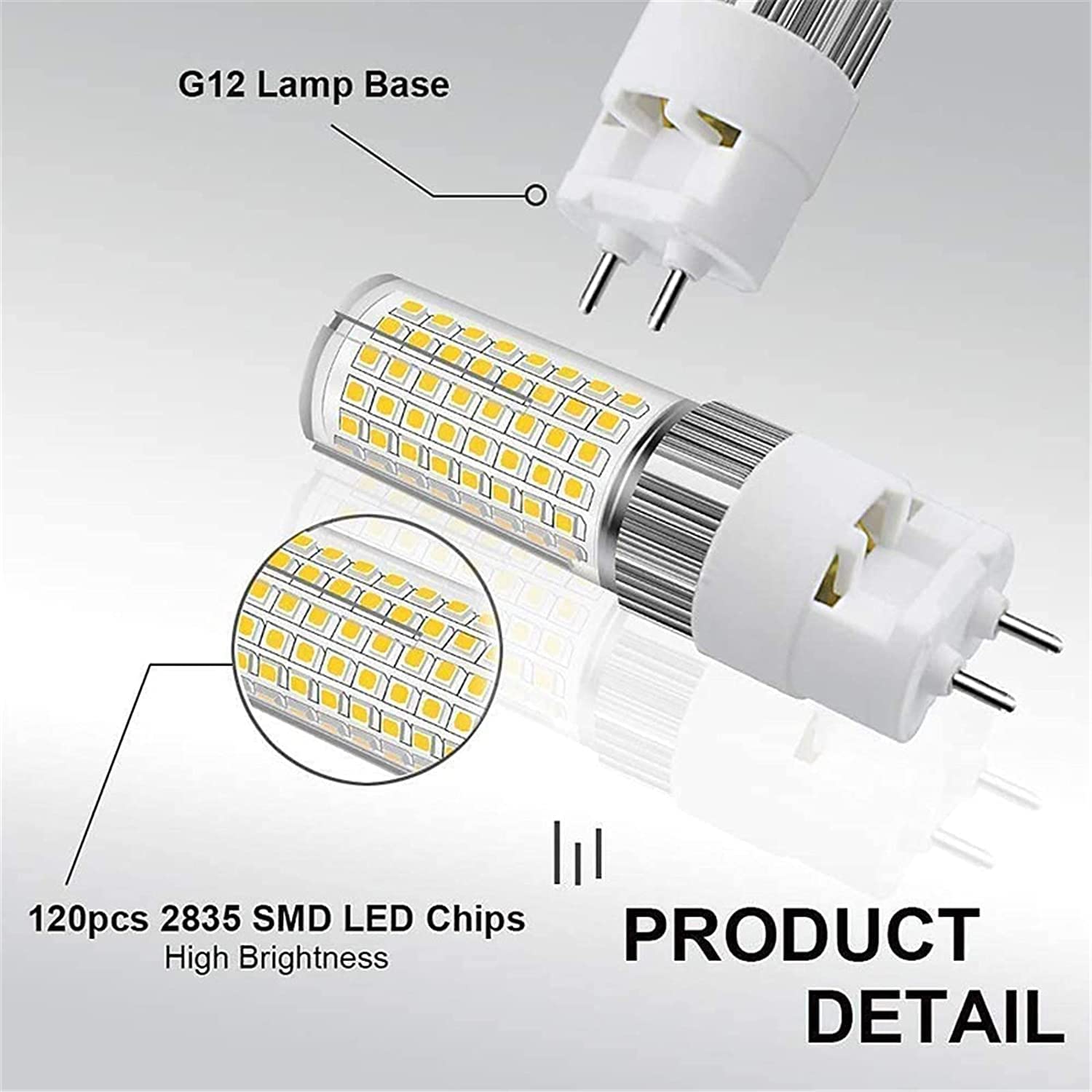 G12 Lampadina LED Dimmerabile 2835SMD 120 perline LED g12 luci bi-pin Lampadine a mais LED AC 85-265V per illuminazione domestica, angolo del fascio 360°, confezione da 2,Natural white,16 W
