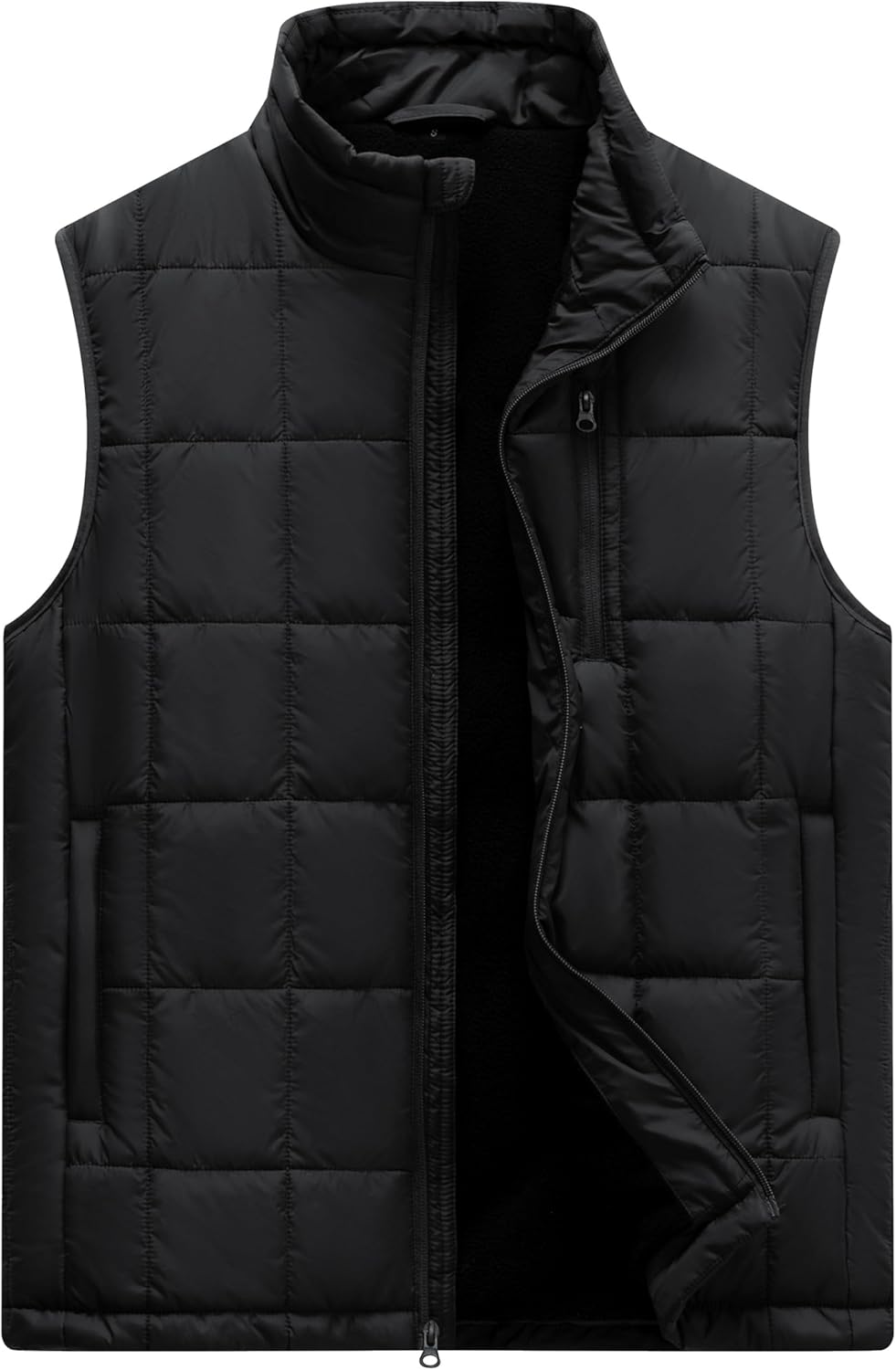 Vcansion Men's Outdoor Quilted Puffer Vest Stand Collar Lightweight Down Sleeveless Jacket Padded Vest