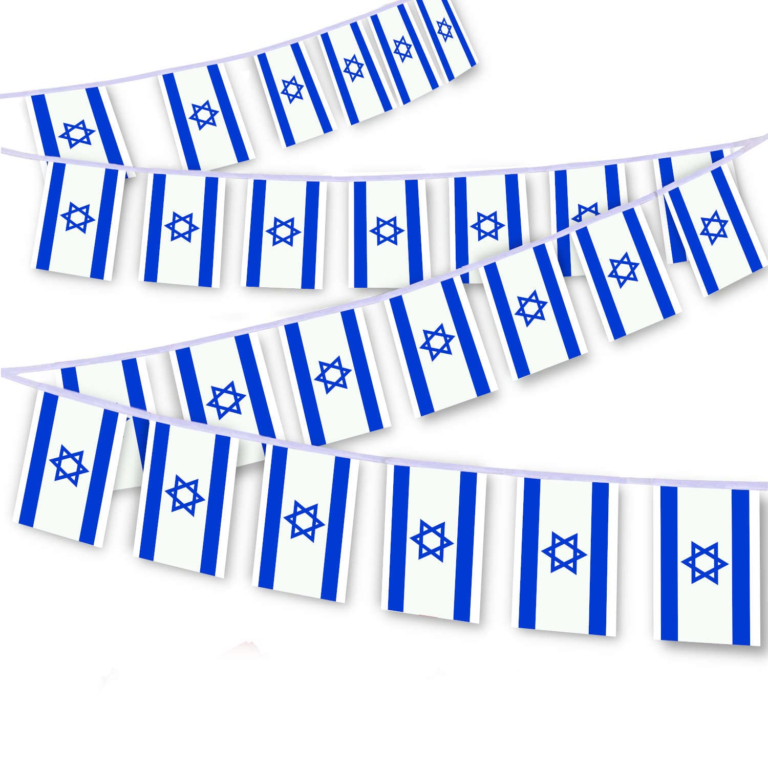 MacLand 30 PCS Israel Flag String,32 FT Israeli Bunting,Decoration Banner for Outdoor Indoor Patio Yard Decor — image 1