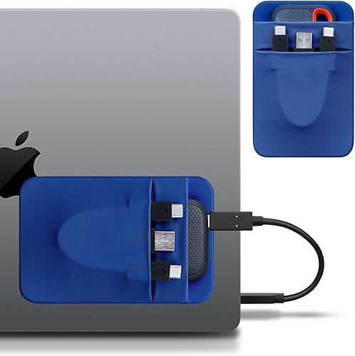 Miniatura 9 de Funda portátil Lacdo para disco duro de laptop, bolsa adhesiva de 2 bolsillos con adhesivo reutilizable, para San Disk, Samsung, Crucial, estuche de