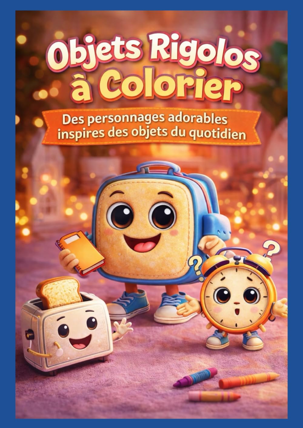 Objets Rigolos à Colorier: Des personnages adorables inspirés des objets du quotidien – 50 dessins amusants – 1 page sur 2 blanche pour un encadrement décoratif – Grand Format –