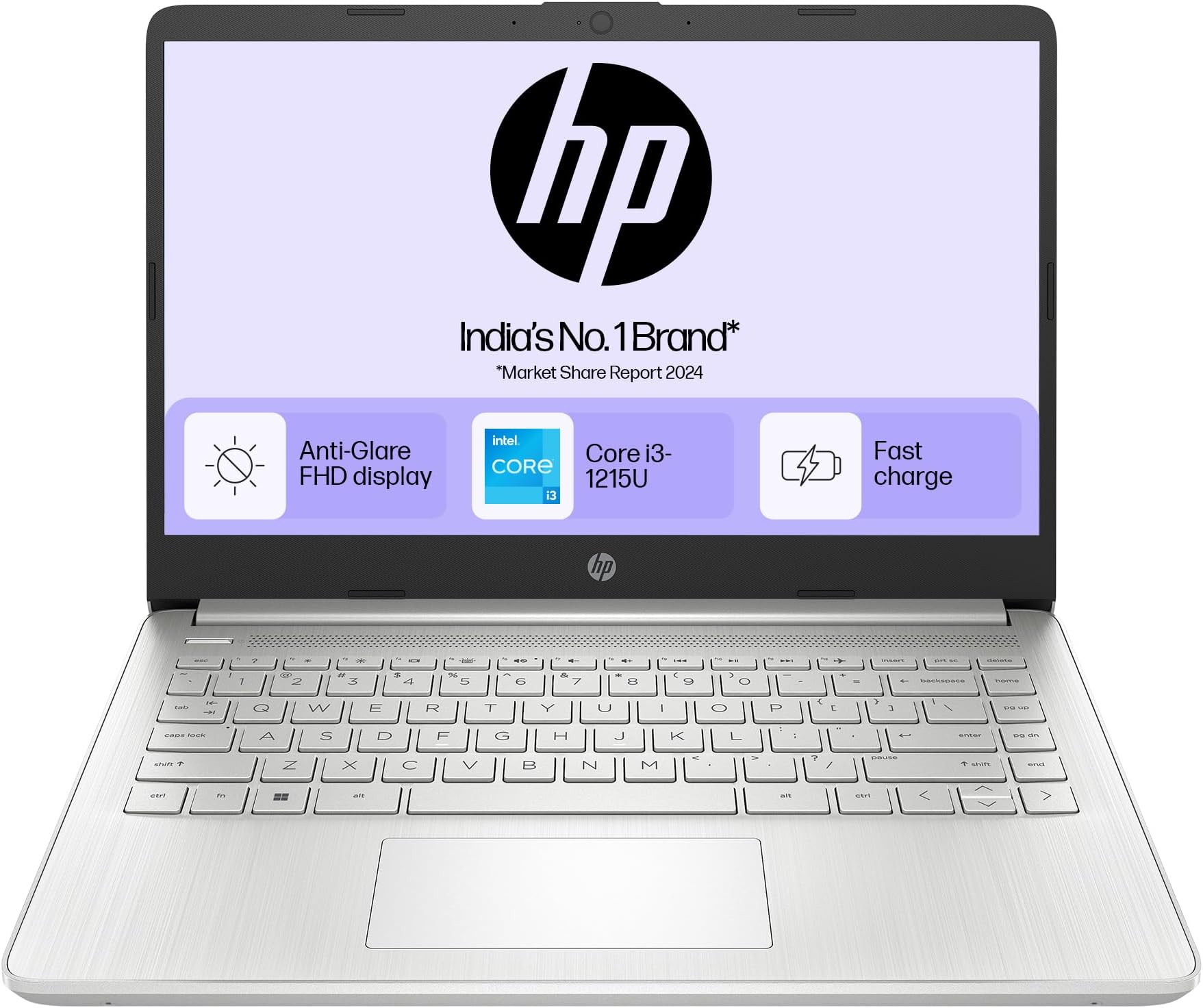 HP 14s, 12th Gen Intel Core i3-1215U Laptop (8GB RAM, 512GB SSD), Anti-Glare, Micro-Edge, 14"/35.6cm, FHD, Win 11, MS Office 2021, Silver, 1.41Kg, Intel UHD Graphics, HD Camera, dy5008tu