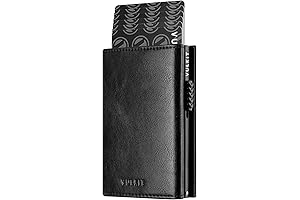 Black Leather Pop-Up Wallet: Secure Veneer Coin Cardholder