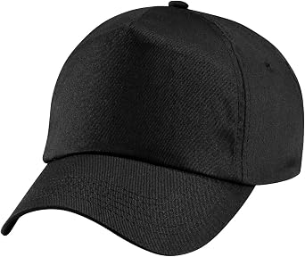 Beechfield Unisex Plain Original 5 Panel Baseball Cap Pack of 2 One Size Black
