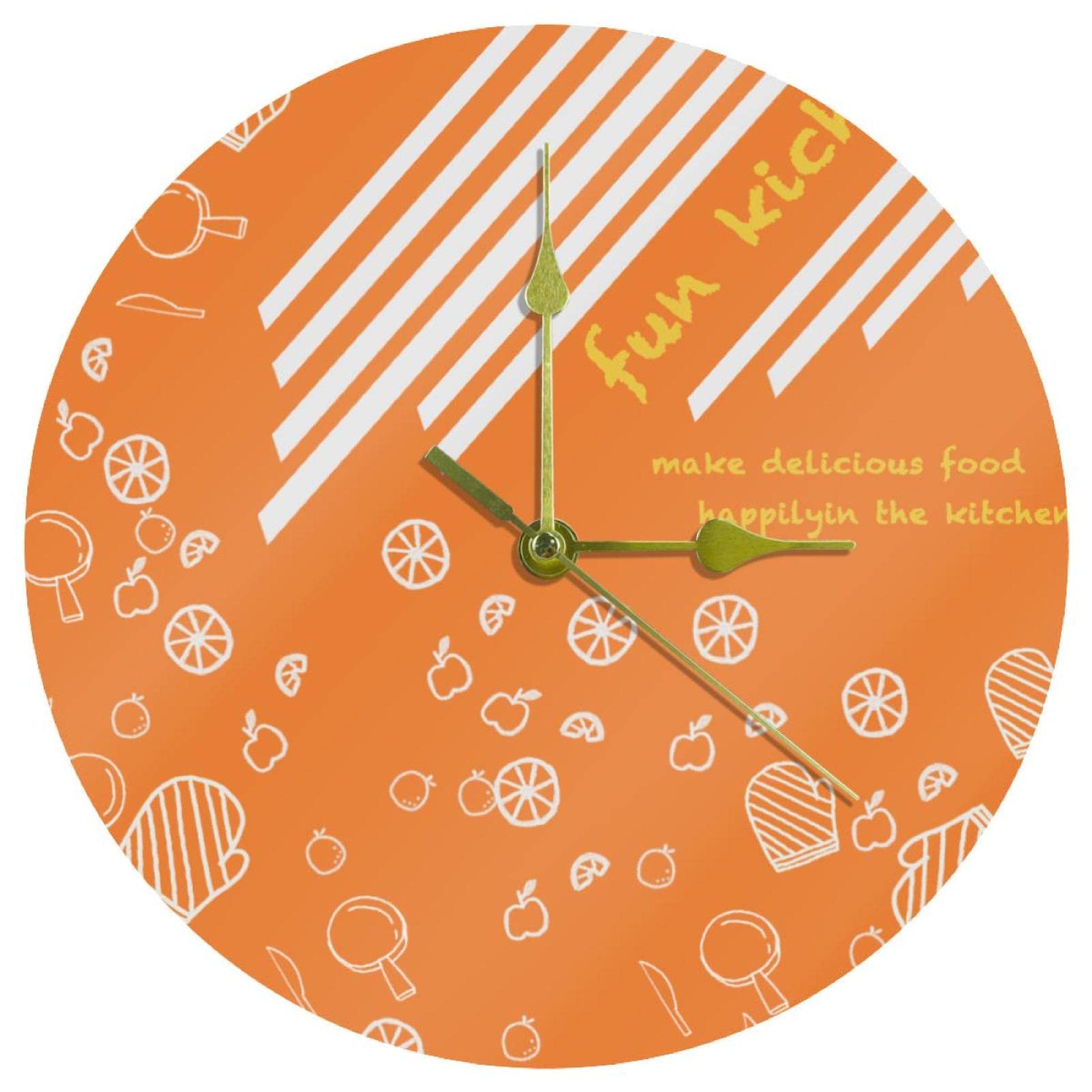 Horloge murale cuisine 24 cm acrylique ronde à pile design ustensiles