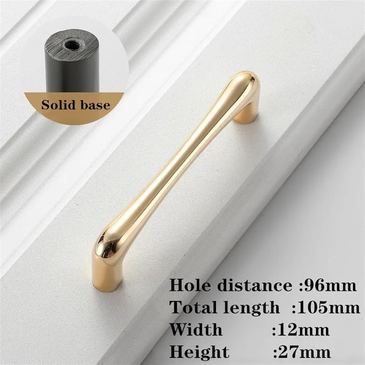 Zinc Alloy Gold Kitchen Cabinet Door Handles Drawer Pulls Wardrobe Door Knobs Furniture Handle Hardware 2Pcs(Bright Gold 96mm)