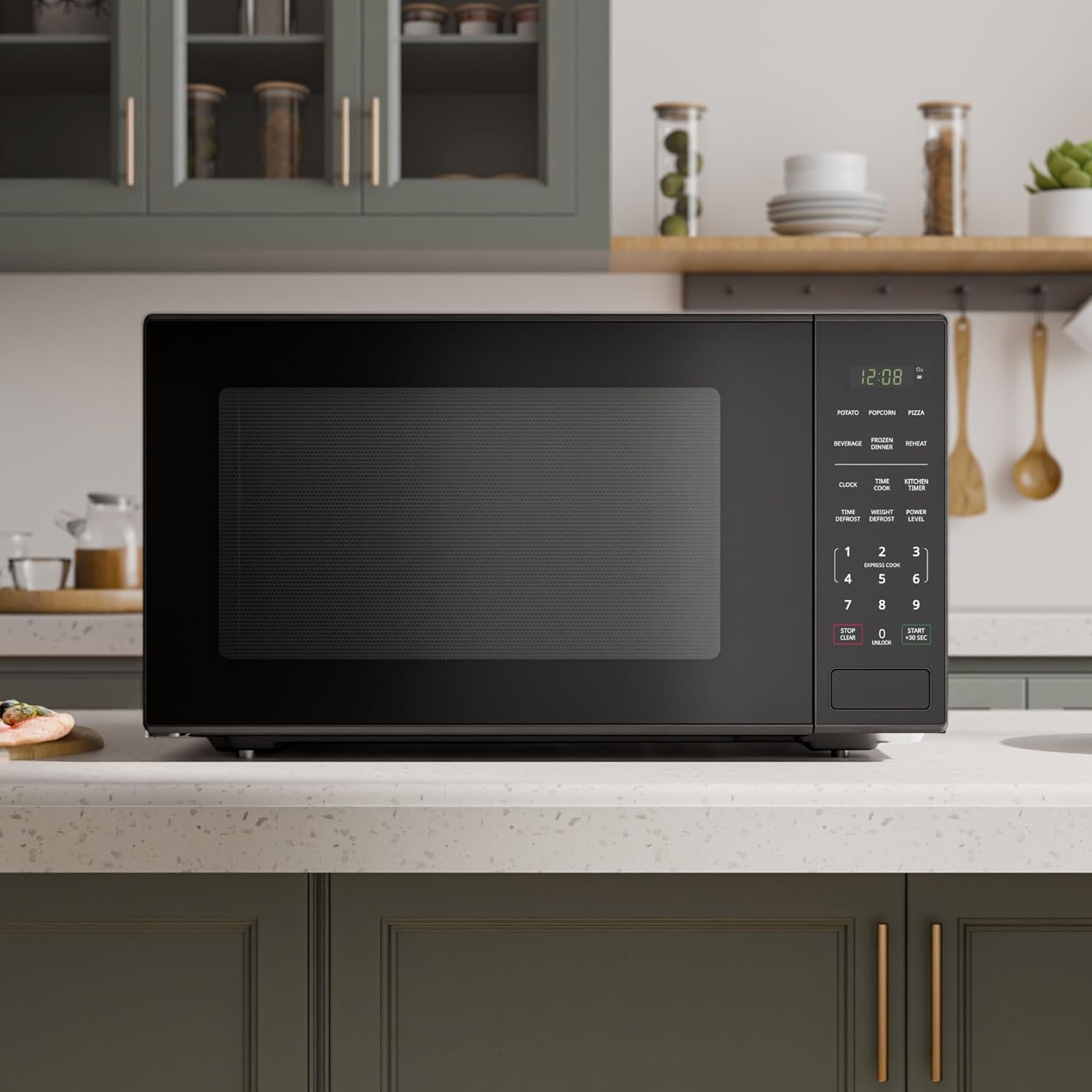2.2 Cu Ft Countertop Microwave Oven, Black, New - 30-second One-touch Option For Quick And Convenient Cooking, Six Express-cook Buttons For Added Convenience