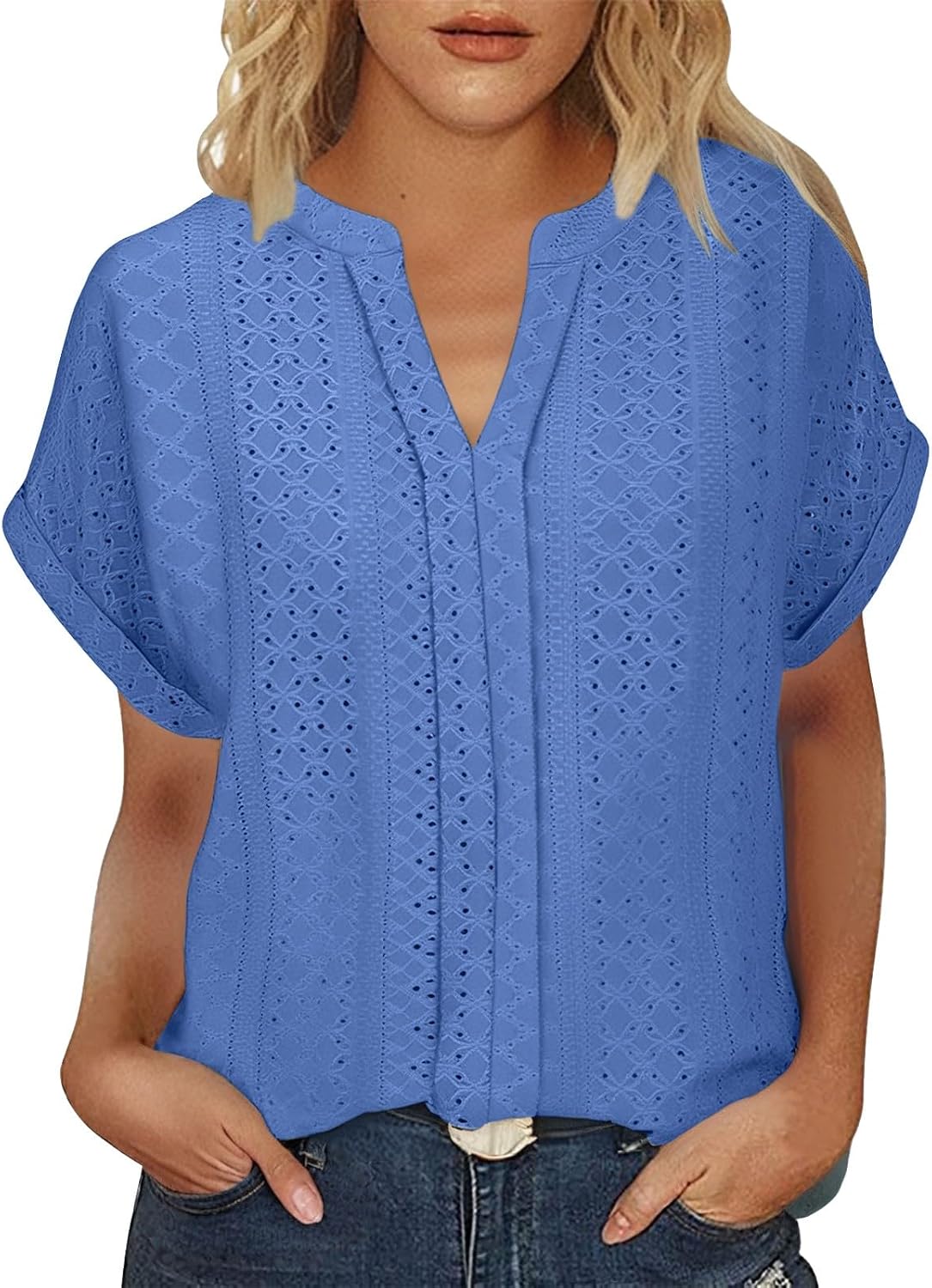 2025 Women's Cotton Linen Solid T Shirts V Neck Short Sleeve Tops Causal Loose Fit Tees Blouses for Ladies