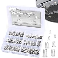 Vista 8 de Juego de tuercas de remache de 157 piezas, kit de tuercas remachadas, surtido Nutsert de acero al carbono roscado