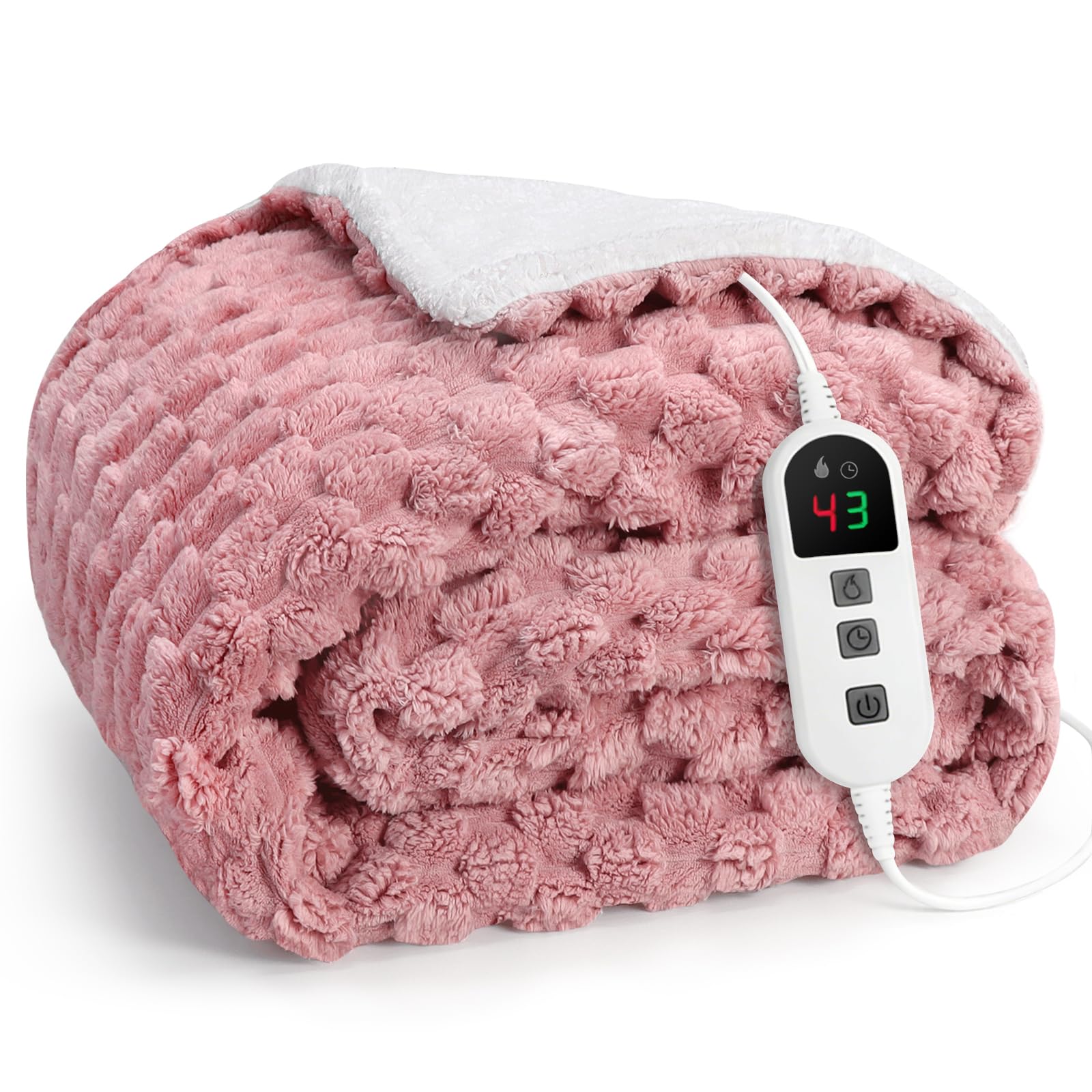 Electric Blanket Pink 160x130CM, Electric Throw Blanket, Machine Washable