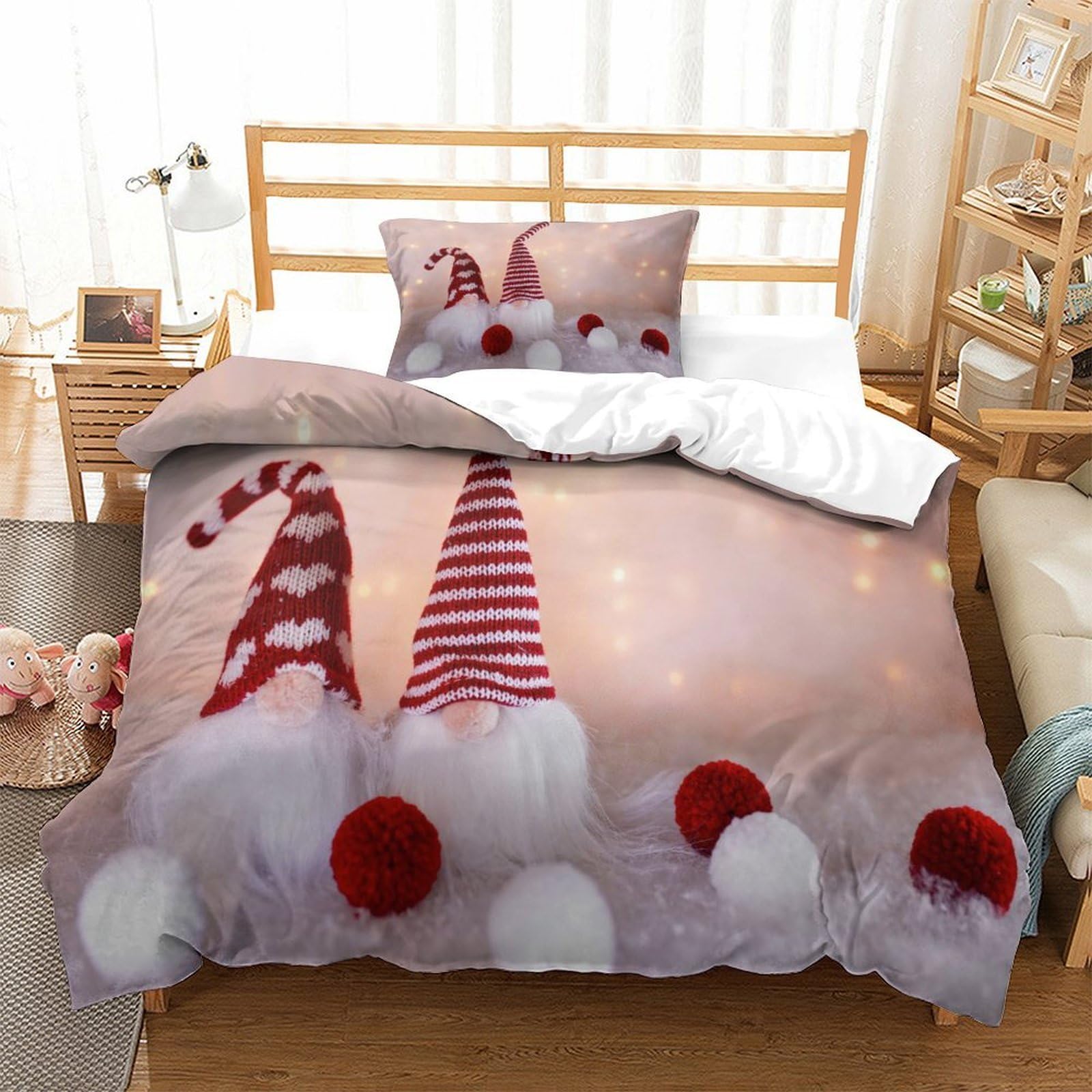 Xpashiqwc Boys Style-7 Christmas Decor 3D Print 3 Pieces Elf Doll With Zipper Closure For Kids Teen Men Soft Lightweight Quilt Cover Bedroom Dorm Decor Single（135X200cm）