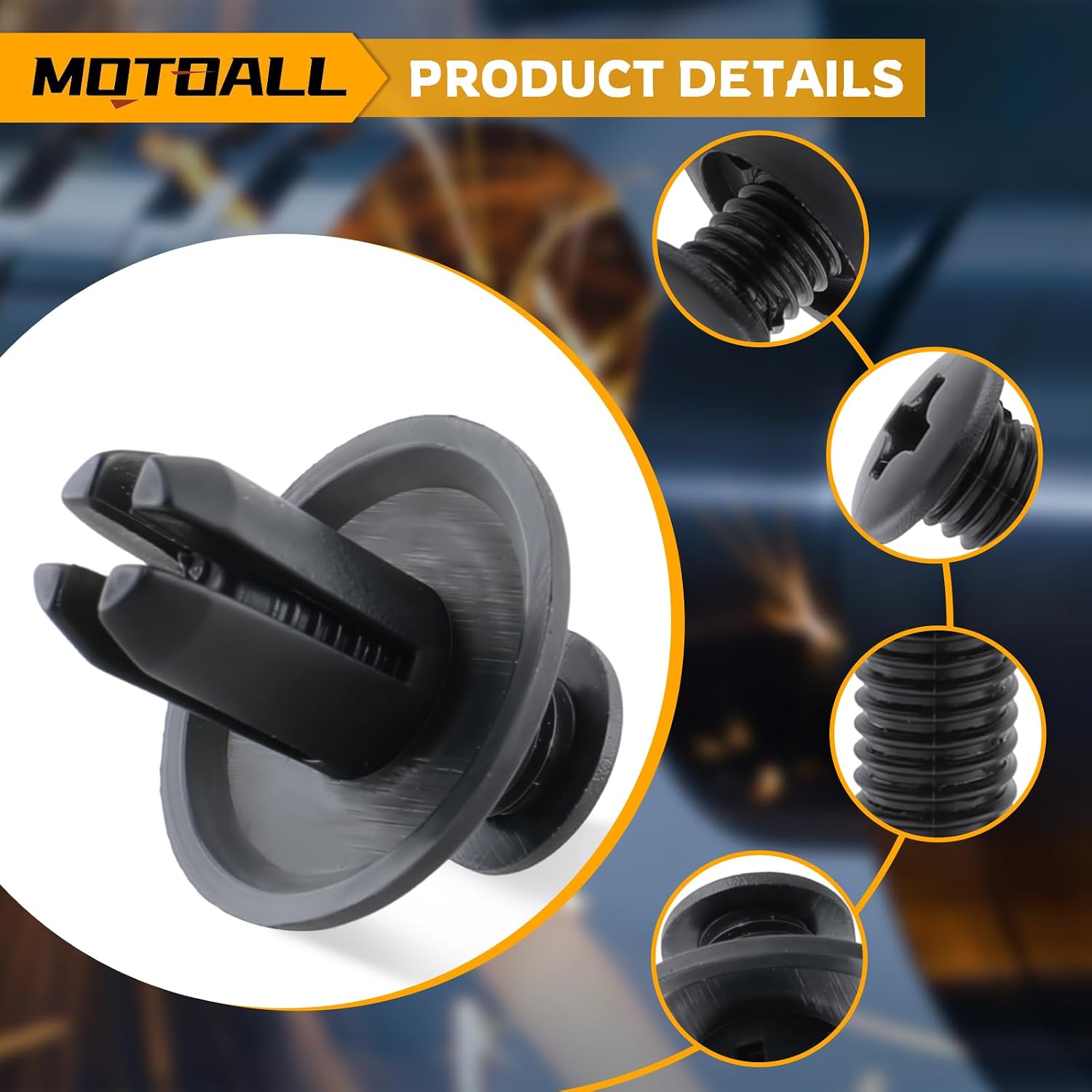 MOTOALL Nylon Fender Liner Door Trim Panel Bumper Shield Retainer Fastener Rivet Push Type Clips for 8mm Hole Ford Mazda Hyundai Kia MB-455-56143 86590-28000 Car Auto Body - 100pcs