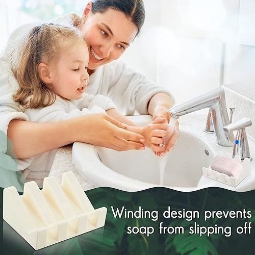 Miniatura 5 de Cunhill Jabonera de silicona, 2 jaboneras autodrenantes, barra de cascada, bandeja con protector de jabón de drenaje para accesorios de cocina y