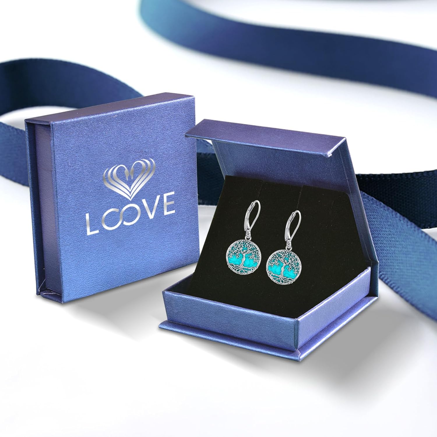 Black Cat/Turtle/Moonstone//Turquoise/Flower/Tree of Life Earrings Sterling Silver Cute Animal Leverback Dangle Earrings Jewelry Gifts - Image 8