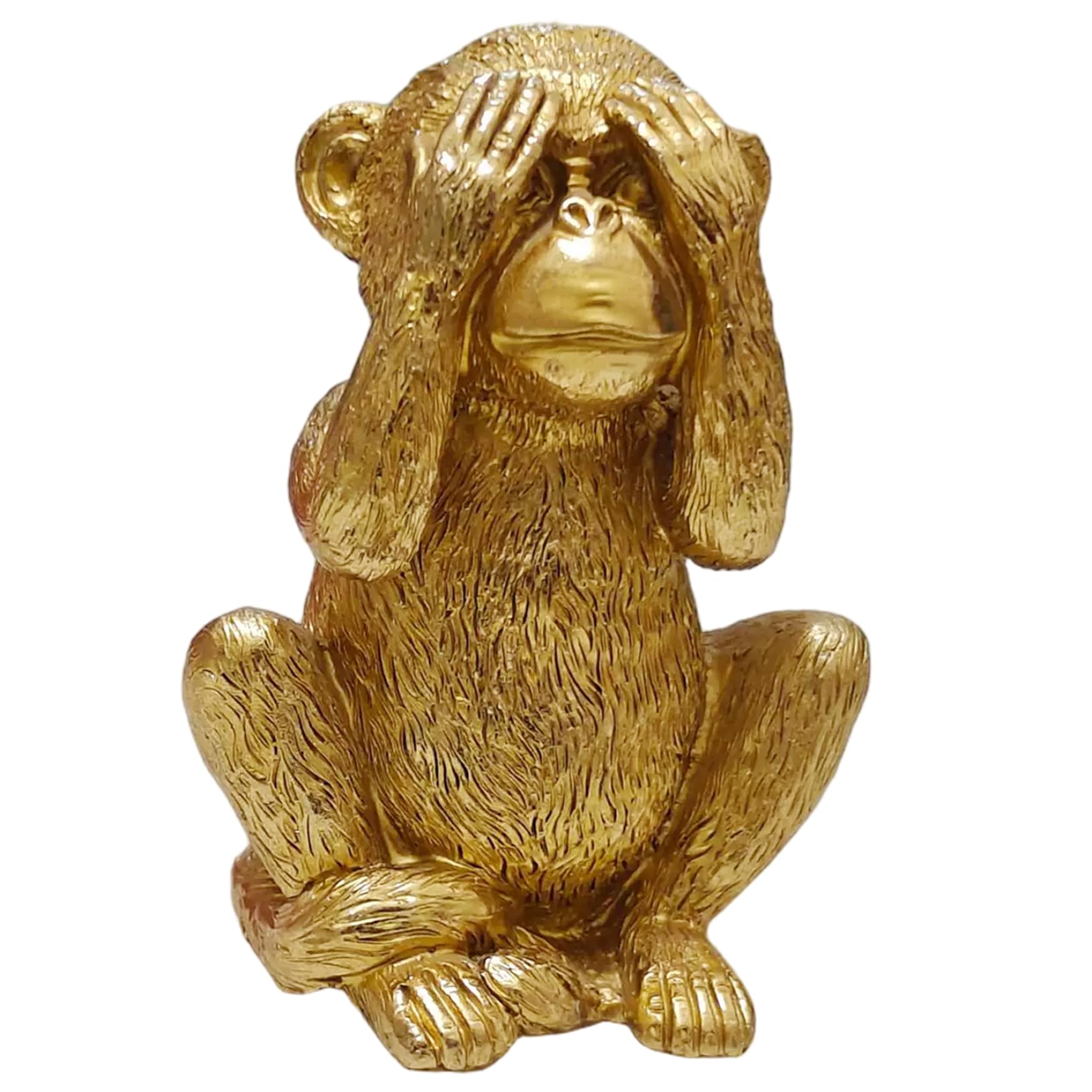 Uanqfegy Style 1 Resin Three Wise Monkeys Gold Statue - 6 Inch Golden Monkey Figurine Decor For Home Office Shelf,