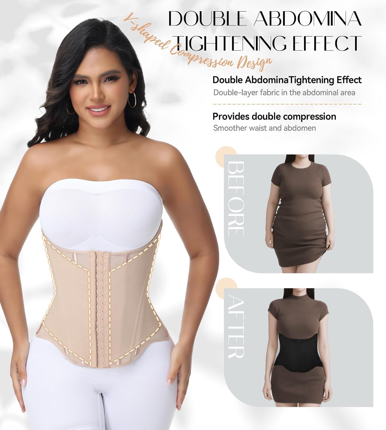 SHAPSHE Waist Trainer For Women Tummy Control Corset Waist Cincher Shapewear Workout Faja Body Shaper With Hooks - Image 2