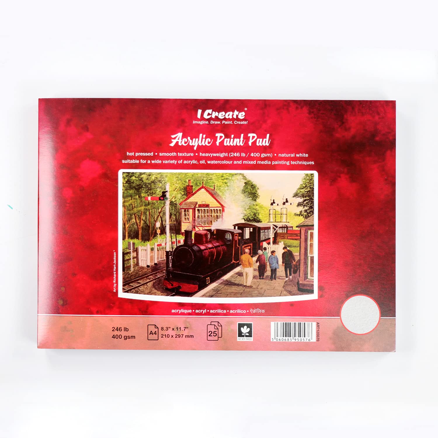 I Create A5 Acrylic Paint Pad | 30 Sheets - 400 GSM, hot Pressed, Super Heavyweight | Good for Acrylic, Oil and Mixed Media (A5-8.3 x 5.83 Inches)