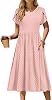 Vestido midi casual de verano para mujer Zeagoo, estilo Aline, manga corta, floral, tipo camiseta, fluido, con bolsillos 1