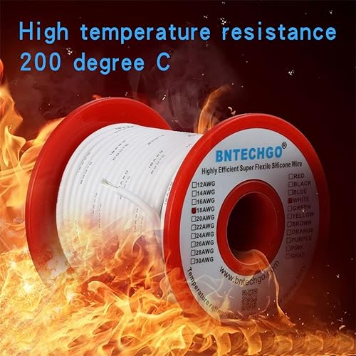 Vista 56 de Bntechgo 18 alambres de silicona suave y flexible, silicona resistente a altas temperaturas, altamente eficiente 18 AWG calibre, 150 hilos