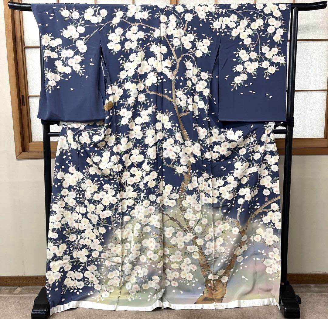 逸品上質訪問着林静穂作家物十日町友禅落款あり浜縮緬仮絵羽