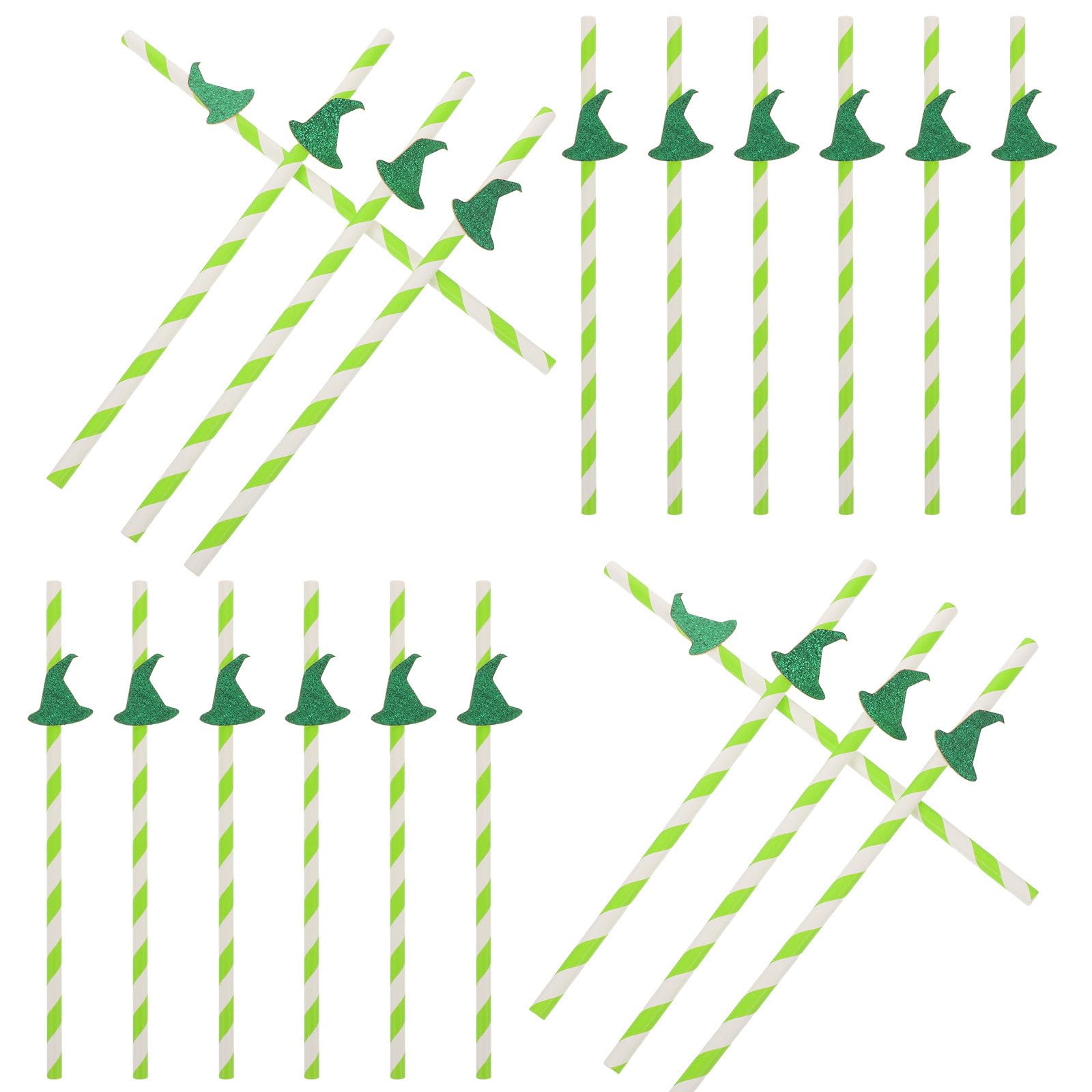 SEWACC 500 Unidades Pajitas de Papel Verde Diseño Creativo de Sombrero de Bruja para Halloween y Bodas, Fáciles de Limpiar y Uso Versátil en Fiestas