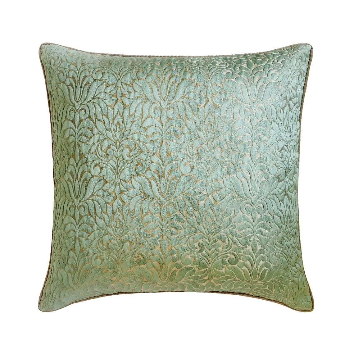 The HomeCentric Decorative Blue Pack of 2, 65x65 cm (26"x26") Toss Euro Shams, Jacquard Silk Damask Toss Euro Shams, Damask Pattern Contemporary Style - Soroush