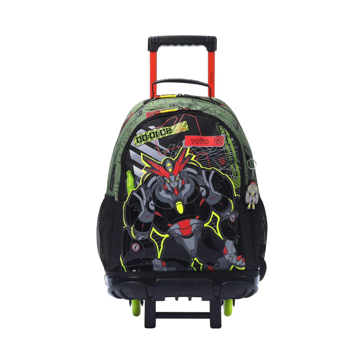 TOTTO Mochila Escolar con Ruedas, Modelo Argon L, Mochila Grande, Capacidad 25 L, 2 Compartimentos, 2 Bolsillos para Botella, Protección contra Impactos, Cómodas Correas Ajustables, Color Verde