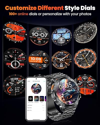 Miniatura 7 de Relojes inteligentes militares para hombres (respuestallamadas de marcación), reloj inteligente con batería de 1000 mAh, rastreador de fitness,