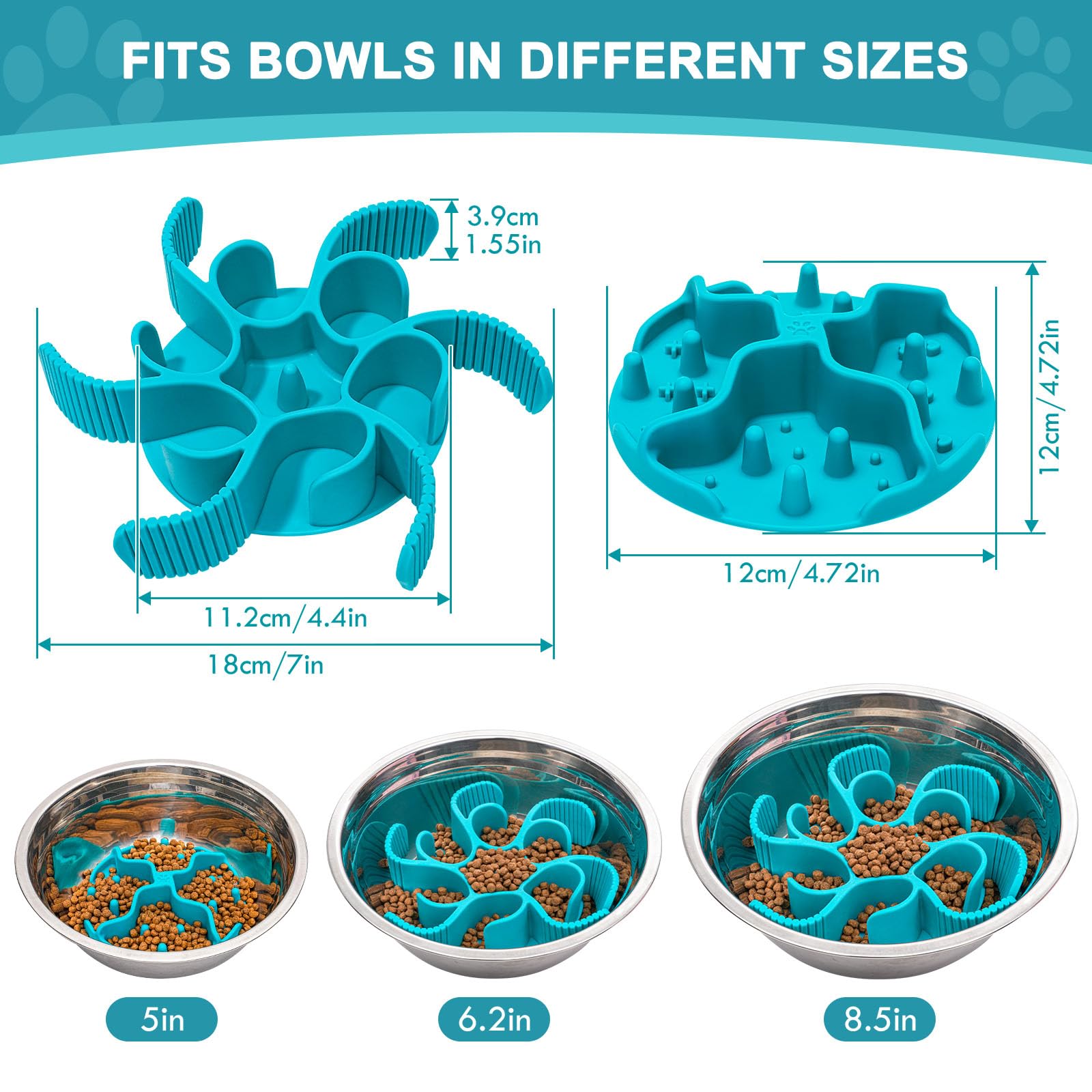 Slow Feeder Insert for Dog Bowl - 2PCS Anti-Bloat Silicone Mat with Super Suction, Slow Feeder Dog Bowls for Puppy Large Breed Dogs - image 5