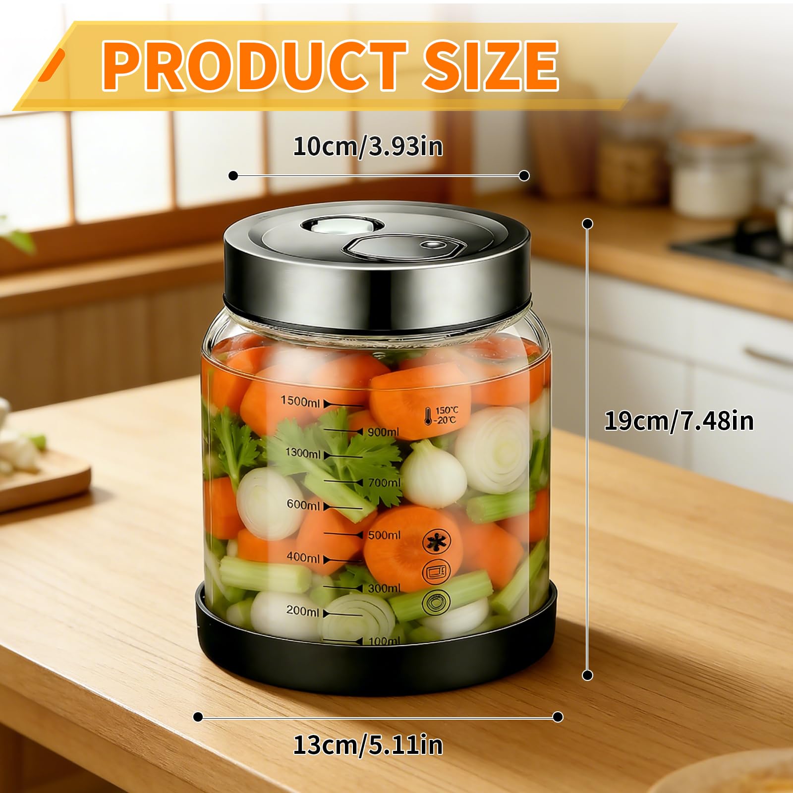 2 Stück x 1.5 L Bocal de Fermentation avec Couvercle: Kimchi Container avec Valve de Fermentation Pot Étanche pour Choucroute Légumes Kéfir et Pickles Maison