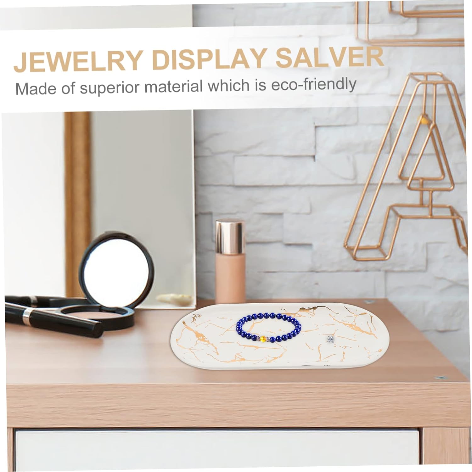 PRETYZOOM 1pc Elegant Marbled Ceramic Food Serving Tray Jewelry Display Marble Plate Sushi Dish Luxury