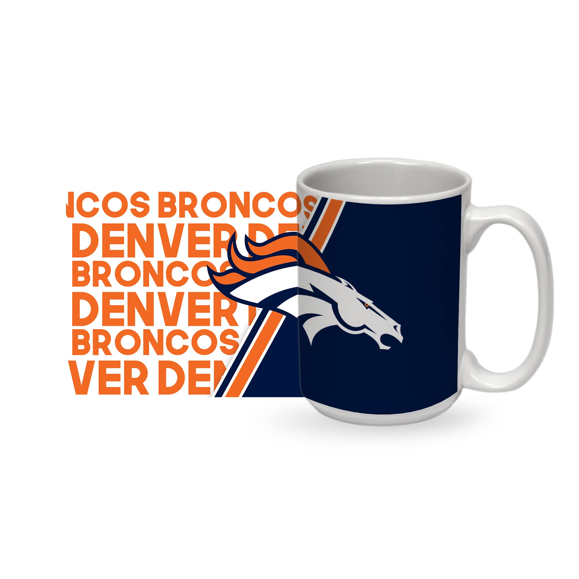 Rico Industries NFL Football Denver Broncos 15 oz White Ceramic Mug