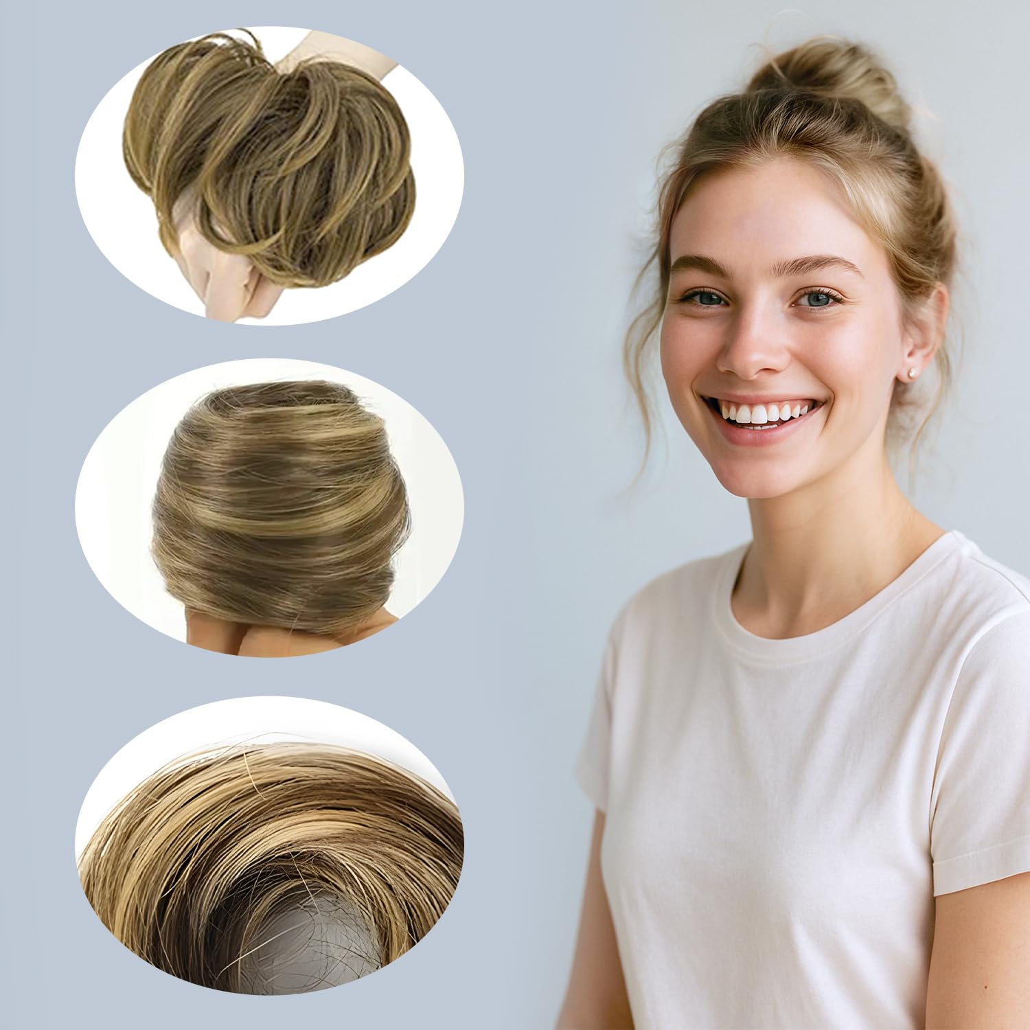 Hair Bun Extensions for Women Messy Bun Hair Piece, Synthetic Messy Hair Bun Scrunchie, Elastic Updo Accessories - Image 3