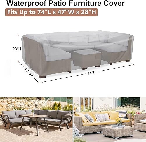 Miniatura 2 de Fundas para muebles de patio, funda resistente para muebles de exterior, impermeable, juego de fundas de sofá seccional, funda para mesa y silla, 74