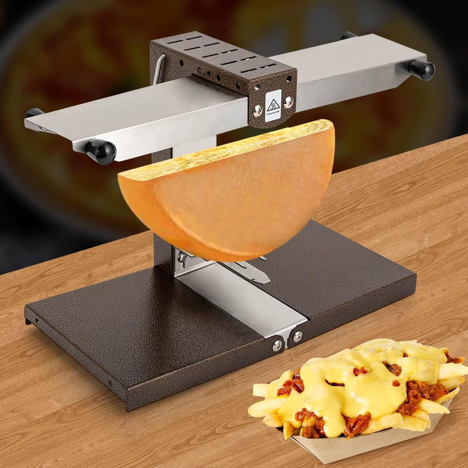 Elektrische Raclette-Maschine – kommerzieller Käseschmelzgerät mit verstellbarem Winkel zum Schmelzen von Käse, ideal zum Servieren von Nachos, Scheiben und mehr