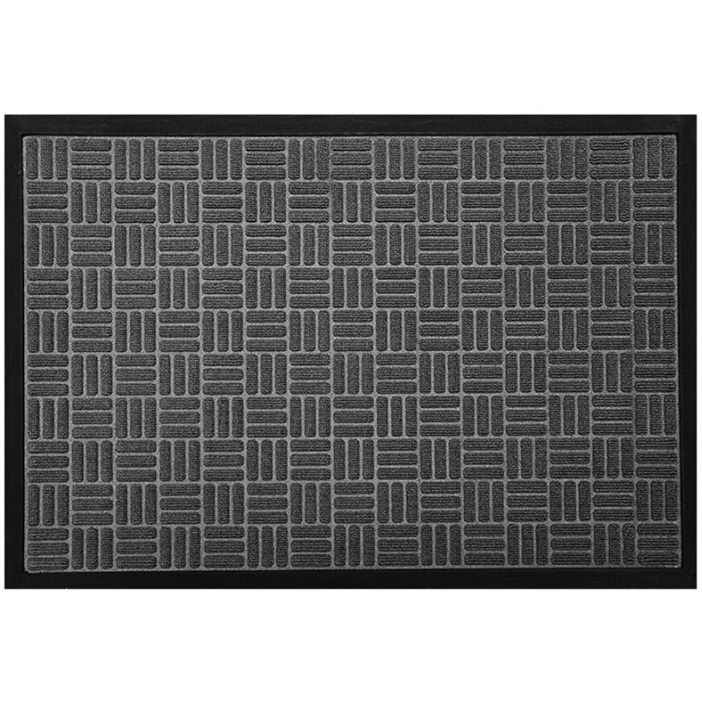 Paillasson extérieur antidérapant en caoutchouc gris pour entrée de maison de 60x90cm